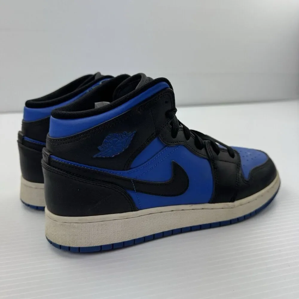 Nike Air Jordan 1 Mid Hyper Royal Black Blue Youth 7Y Sneakers